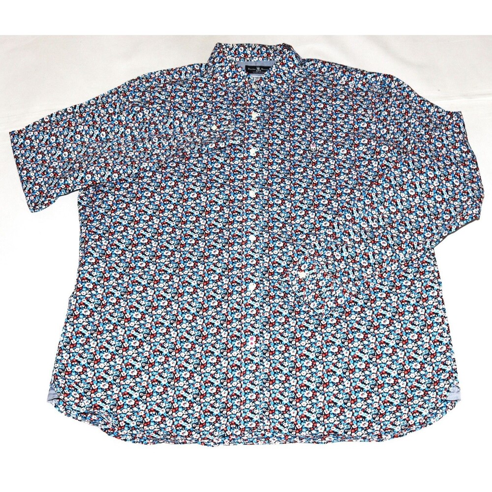 Psycho Bunny Single Needle Men's Long Sleeve Button Front Floral Shirt‎ Size XL